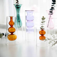 Vaso de plantas hidropônicas terrário, vaso de flores vintage, vaso transparente de vidro duplo, plantas de mesa, decoração de bonsai para casa 2024 - compre barato