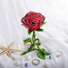 H & D-estatuilla de flor de rosa roja de cristal, artesanía coleccionable, regalo para el día de la madre, cumpleaños, día de San Valentín, boda, Decoración de mesa del hogar 2024 - compra barato