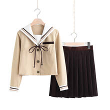 Vestidos escolares Jk, uniformes, traje de marinero caqui, Falda plisada de Anime para estudiantes de secundaria, con pajarita 2024 - compra barato
