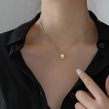 YUN RUO-collar con colgante de perlas de oro de 18 K para mujer, joyería elegante, accesorio de acero de titanio, no se decolora 2024 - compra barato