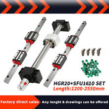 20mm Linear Guide 2PCS  HR20 1200-2550mm linear rail way +4PCS HGH20CA/HGW20CC sliders+SFU1610 1200-2550mm rolled ball screw C7 2024 - buy cheap