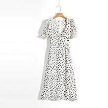 Summer holiday women dress casual split dot print long dress slim short sleeve party Vestidos 2024 - buy cheap