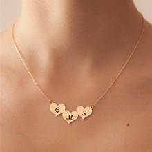 Goxijite colar com pingente de três corações, personalizado, gravado, nome em aço inoxidável, joias para mulheres, presente de aniversário 2024 - compre barato