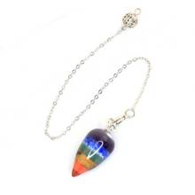 KFT Natural 7 Chakra Stone Pendant Healing Dowsing Divination Reiki Charged Chakra Balancing Stone Pendulum Pendant 2024 - buy cheap