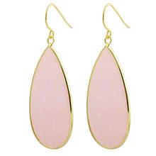 FYSL Light Yellow Gold Color Water Drop Rose Pink Quartz Dangle Earrings Blue Cat Eye Stone Jewelry 2024 - buy cheap