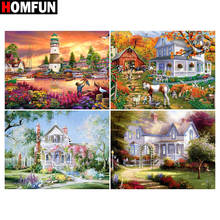 HOMFUN Paint With Diamond Embroidery "House garden tree" Diamond Painting Full Square Round Picture Of Rhinestone Decor 2024 - buy cheap