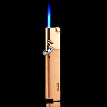 Компактная струйная зажигалка, газовая турбо-зажигалка, ветрозащитная цельнометаллическая Зажигалка для сигар, 1300 с, Бутан 2024 - купить недорого