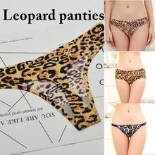 Bragas de leopardo para mujer, Tanga Sexy con lazo, bragas de cintura baja, ropa interior de seda de hielo, bragas ultrafinas transpirables 2024 - compra barato