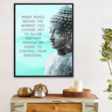 Estatua artística de Buda budista con estampado motivador, decoración de pared con cita f Home, Spa, Yoga, meditación, regalo 2024 - compra barato