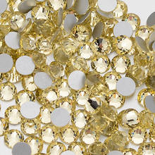 Diamantes de imitación de cristal amarillo claro con parte posterior plana, arte de cristal no HotFix, decoraciones de diamantes de imitación con parte posterior de cristal 2024 - compra barato