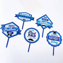 New Blue Father's Day Acrylic Cake Toppers Daddy Birthday Cupcake Topper for Father's Day Dad Birthday Party Cake Decorations 2024 - buy cheap