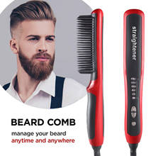 Escova de alisamento elétrica, pente alisador para cabelos lisos, ferramenta aquecida para alisar barba e cabelos cacheados, urso 2024 - compre barato
