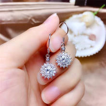 Luxury Female Wedding Dangle Earrings Crystal Snowflake Earrings White Round Zircon Stone Flower Drop Earrings For Women Jewelry 2024 - buy cheap