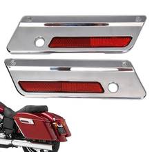 Motorbike ABS Saddlebag Latch Hinge Cover Plate ABS With Red Reflector For Harley 1993-2013 Touring Electra Glide Chrome 2024 - buy cheap