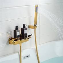 Onyzpily Golden Waterfall Shower Bath Set Black Retro Bathroom Shower Mixer Faucet Tap Dual Handle Bath Shower Set Handheld Head 2024 - buy cheap