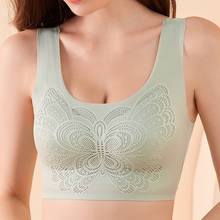 Women Large Seamless Bra Padded Full Cup Underwear Push Up Wireless Lace Butterfly Embroidery Breast Cover 7XL Plus Size 2024 - buy cheap