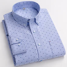 Camisa Oxford informal para hombre, camisa de manga larga con diseño bordado, ajuste Regular, botón de negocios, Social, 100% algodón, 6XL, nueva 2024 - compra barato