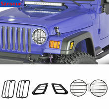 Sansour Newest Front Bumper Turn Signal Light Cover Head light Frame Side Eyebrow Lights Guards for Jeep Wrangler TJ 1997-2006 2024 - buy cheap