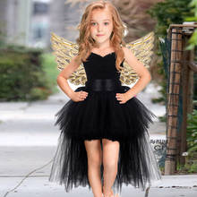 Girl Evening Birthday Party Dresses Kids Girl Ball Gown Dress Halloween Costume Black Girls Tutu Dress with wings 6colors new 2024 - buy cheap