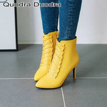 2020 winter Ankle Boots Pointed Toe Boots thin high heel shoes Women Martin shoes yellow stilettos boots Woman plus size 46 47 2024 - buy cheap