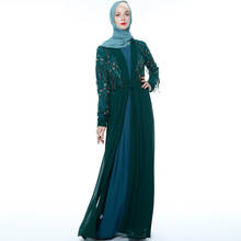 Sequin Abaya Kimono Turkish Dubai Tunic Muslim Hijab Dress Kaftan Cardigan Abayas For Women Caftan Islamic Clothing Robe Femme 2024 - buy cheap