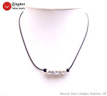 Qingmos-collar con colgante de perlas grises naturales para mujer, gargantilla de piel auténtica de 18 ", Potato10-11mm, a la moda, nec6583 2024 - compra barato