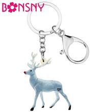 Bonsny Acrylic Christmas Anime Antlers Deer Elk Key Chain Ring Car Purse Bag Decorations Animal Keychain For Women Girl Men Gift 2024 - buy cheap