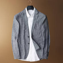 Новое поступление, модный мужской летний хлопковый льняной пиджак, Тонкий Повседневный однобортный костюм высокого качества, большие размеры MLXL2XL3XL4XL 2024 - купить недорого
