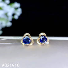 KJJEAXCMY boutique jewelry 18K gold inlaid natural sapphire gemstone female fashion earrings support detection trendy 2024 - buy cheap