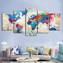 Modern Abstract World Map Canvas Painting Art Wall Poster Painting Color Graffiti Mural Room Decoration Five Pieces Set No Frame 2024 - buy cheap