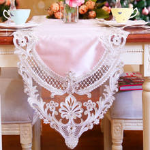 Camino de mesa lateral de encaje europeo, cubierta de mesa blanca/Rosa decorativa para decoración de banquete de boda, de princesa, nuevo 2024 - compra barato