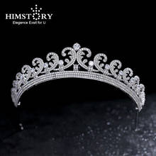 Himstory Royal Luxurious Kate& William Cubic zircon Copper Wedding Hair Crown Tiara Hair Jewelry Bridal Heaband Hair Jewelry 2024 - buy cheap