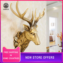 3D Deer Head Sculpture Murals Home Wall Hanging Animal Statue Decoration Resin Handmade European Village Ornament Artwork Craft 2024 - buy cheap