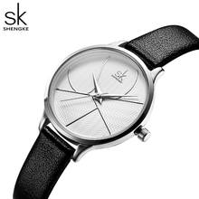 Shengke simples relógio feminino feminino minimalismo criativo couro quartzo senhoras relógio feminino relogio feminino zegarek damski 2024 - compre barato