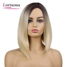 Loryana Straight Black Golden Synthetic Wigs For Women Medium Length Hair Bob Wig Heat Resistant bobo Hairstyle Cosplay wigs 2024 - buy cheap