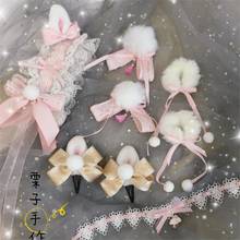 Lolita Rabbit Ears Barrettes SOFT Girl KC Hair Accessories Lolita Hair Band Side Clip Daily Life Double Horse Tail Clamp 2024 - buy cheap