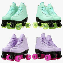 Size 24-44 Purple Leather Roller Skates Double Line Skates PU Skating Shoes For Women Men Adult Green PU 4 Wheels Patines 2024 - buy cheap
