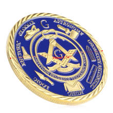 10pcs/lot Base Metal With Gold Plated Blue Color Masonic Freemason Coin For Belief free shipping 2024 - buy cheap