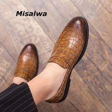 Misalwa crocodilo padrão primavera outono couro masculino sapatos formais festa clube sapatos deslizamento-on casual terno de casamento sapato britânico 2024 - compre barato