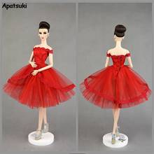 Red Lace Silm Bride Princess Dress Off Shoulder Clothes for Barbie Doll Evening Party Dress for Barbie Dolls Accessories Kid Toy 2024 - buy cheap