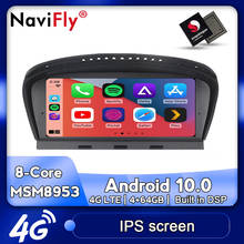 Navifly-sistema de navegação para autos, android 10.0, com multimídia, gps, para bmw série 5, e60, e61, e63, e64/3, e90, e91, e92, 2002-2008 2024 - compre barato