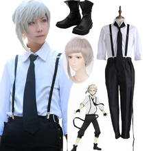 Anime Bungo Stray Dogs Atsushi Nakajima Cosplay Costumes Wigs shoes Shirts Pants Tie Set Halloween suits Silver white wigs dress 2024 - buy cheap