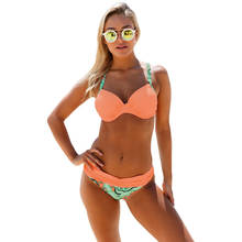 Biquíni sexy feminino, traje de banho com alça estampada, duas peças, roupa de praia 410077 2024 - compre barato