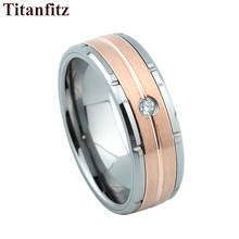 Alliances LOVE Tungsten Carbide jewelry marriage wedding band couple Rings for men and Women cz stone 8mm Rose Gold Color 2024 - buy cheap