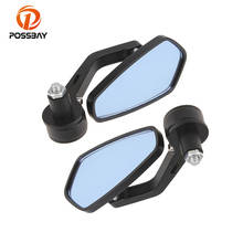 POSSBAY 7/8'' Universal Motorcycle Bar End Side Rear View Mirror Bike Aluminum Handlebar End Blue Mirrors for Suzuki Kawasaki 2024 - buy cheap