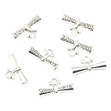 10pcs Antique Silver Graduate Charms Alloy Metal Commemorate Pendants For DIY Handmade Jewelry Accessories Making 21*11mm 2024 - buy cheap