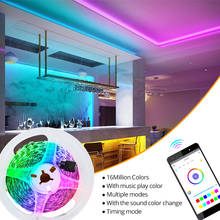 Умная Светодиодная лента с Bluetooth, разноцветный светильник с интеллектуальной подсветкой, 5 м, 5 В, USB лампа-лента для HDTV, освещение для помещений 2024 - купить недорого