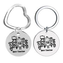 1PCS Teacher Day Stainless Steel Keychain Jewelry Student Teacher Day Gifts Women Cute Souvenir Keyring Jewelry 2024 - buy cheap