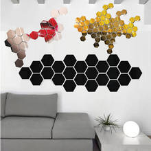 12pcs 3D Mirror Sticker Hexagon Geometric Pattern Wall Sticker Removable Window Furniture Art Decal For Living Room Home Decor 2024 - buy cheap