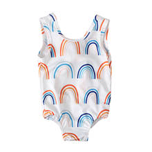 Bañador estampado de una pieza para niños y niñas, sin mangas con traje de baño de cuello redondo estampado de arcoíris, para vacaciones de verano, 2021 2024 - compra barato